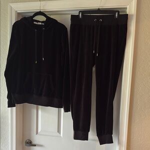 Black Velour Hoodie and Jogger Set